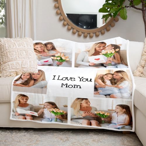 Image of inkArts Custom Blankets with Photo, Personalized Mom Blankets, Customized Photo Blanket, Custom Picture Blanket, Personalized Birthday Gifts for Mom Baby Kid Family
