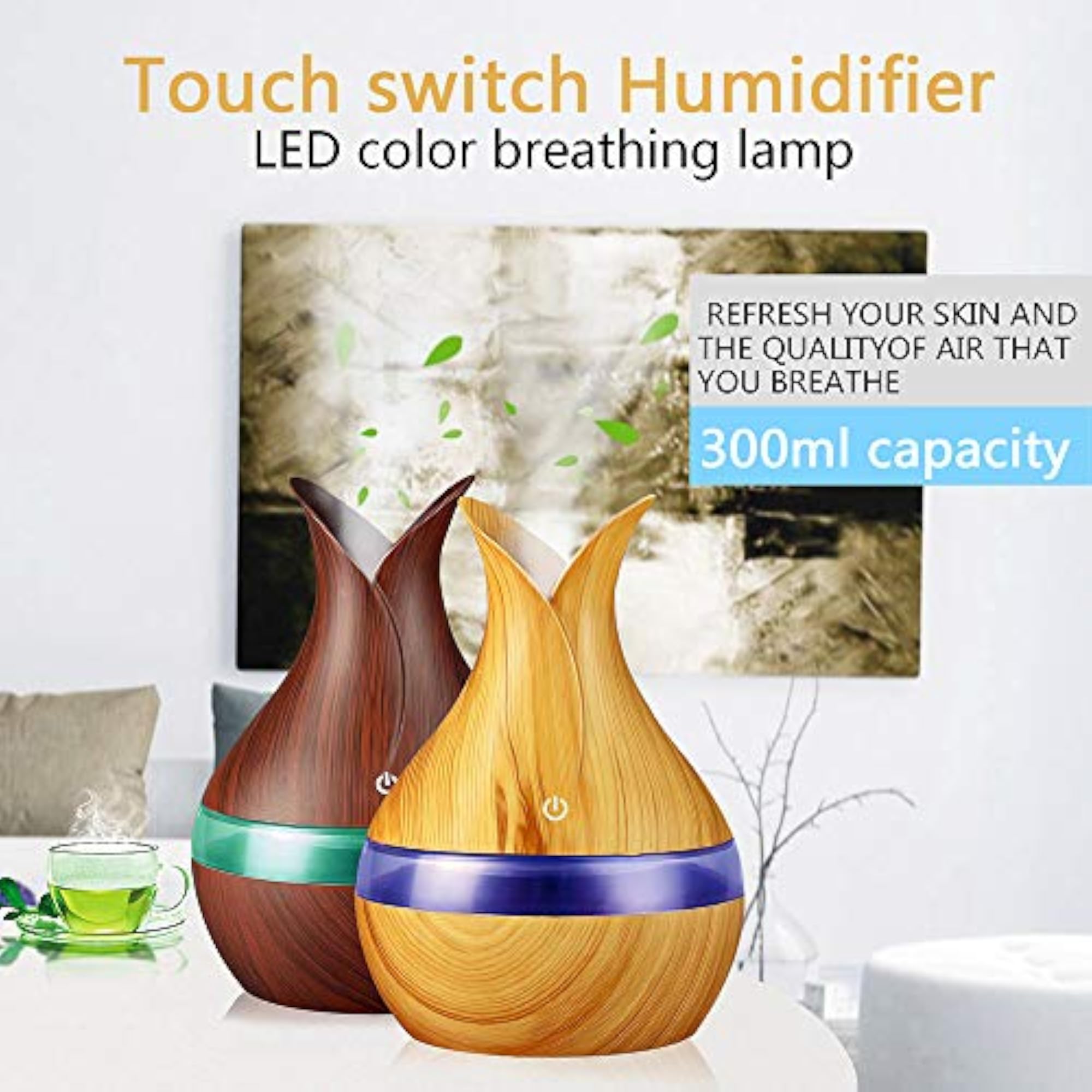 300ml Air Humidifier Aromatherapy Diffuser, Seven-Color Light