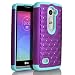 LG Power Case, LG Leon Case, Starshop Slim Dual Layer Armor Phone Case Cover With Spot Diamond Teal/Purple