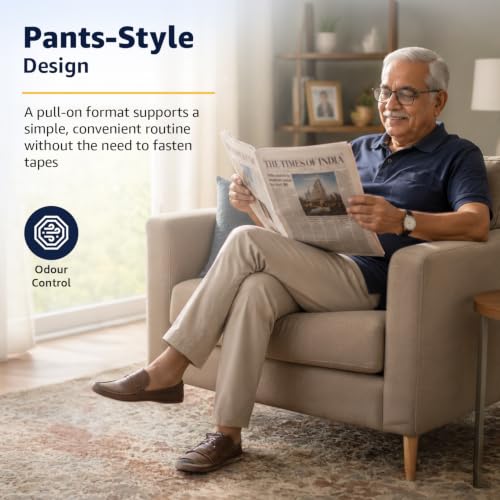 Image of Amazon Basics Overnight Adult Diapers Pants Style | Medium Size | 32 Count | (16 x Pack of 2) | Up to 16-Hour* Protection | Double-Layer Absorbent Core | Aloe Vera Inner Layer