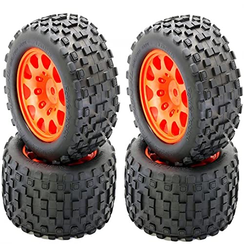 Power Hobbies Powerhobby Scorpion XL Belted Tires/Viper Wheels Orange (4) Compatible with : Traxxas X-Maxx 24mm HEX