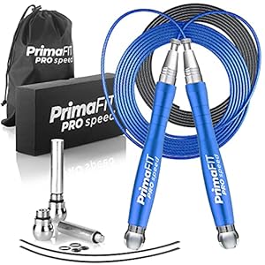 PrimaFIT Pro Speed Skipping Rope Adult Fitness for Men Women Weighted Jump Rope 3m Adjustable Self-Locking Aluminium Boxing Gym MMA Crossfit Workout Spare Cable Weights Protectors Carry Bag