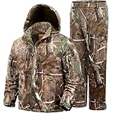 NEW VIEW Camo Hunting Clothes for Men, Quiet Warm Fleece Lining, Cold Weather Deer Hunting Jacket and Pants with Face Mask
