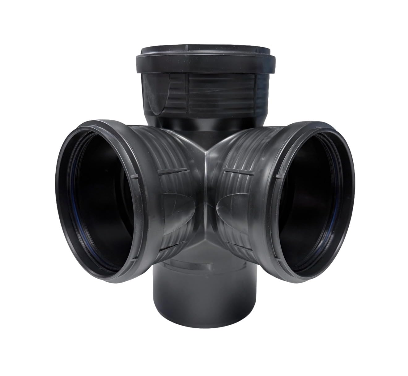 4" Soil Pipe 110mm - Double Corner Branch Triple Socket Junction 90° 87½° Black