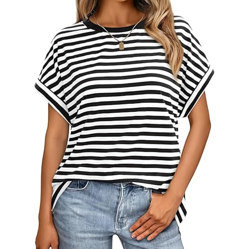 El Mejor Listado de Camisetas y tops para Mujer del mes. 41 GOMITA Camiseta de Verano de Manga Corta para Mujer,Sudadera Casual de Moda,para Entrenamiento,Yoga,Correr,Gimnasio,Ocio,Corte Holgado (MX/US, Alfa, Mediano, Regular, Regular,...