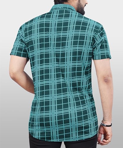 Image of LookMark Men's Trendy Lycra Blend Spread Collar Half Sleeve Printed Shirts - Elevate Your Style with Comfort and Versatility (Pack of 2)