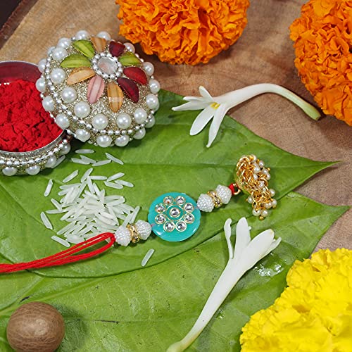 Image of I Jewels Womens Pearl Lumba Rakshabandhan Bracelet For Bhabhi /Sister