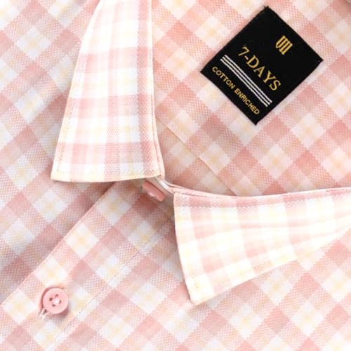Image of 7-DAYS Men's Premium Checks Formal Shirt - Cotton Rich, Regular Fit, Full Sleeve, with Pocket, Wrinkle Resistant - Stylish Office & Everyday Wear.