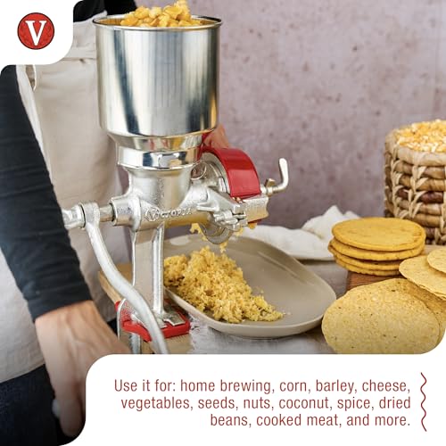Image of Victoria Manual Cast Iron Grain Mill with High Hopper, Premium Corn-Grinding Mill and Grain Grinder, Made in Colombia