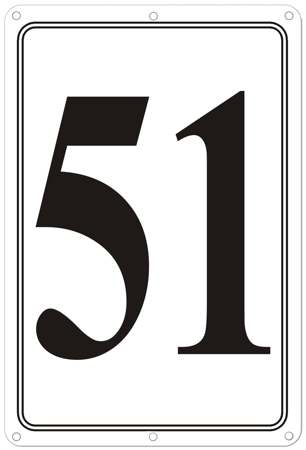 Premium Aluminum Number Signs 51, Metal 12" X 8" Numbered Signs Outdoor for Parking Lots, Floor, Dock, Court, Aisle, Field, High Visibility, No Fade, Weather-resistant
