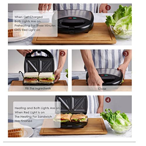 Kaiyijia 3 in 1 Sandwichmaker Waffeleisen Sandwich Toaster Toster Griller Bubble 750W Panini Grill mit… – Bild 6