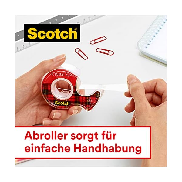 Scotch Crystal Klebeband, transparent, Vorteilspack, 8 Rollen, 19mm x 33m & Klebebandabroller - Beschwerter Scotch C60… – Bild 6