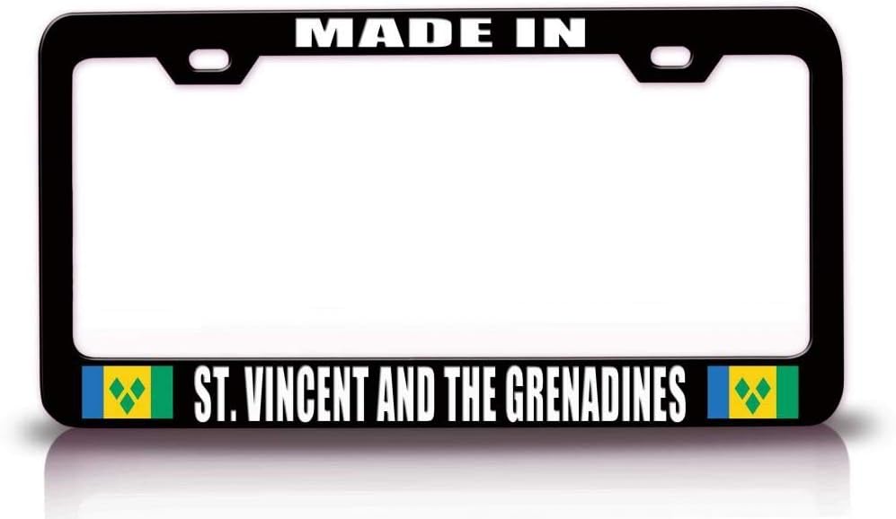 Made in ST Vincent and The Grenadines Flag Metal Car SUV Truck License Plate Frame Bl h43