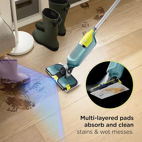 Image of Shark VACMOP Reveal NEW Cordless Hard Floor Cleaner, Vacuum & Spray Mop, Powerful Suction, Lightweight, Illumination Light, Includes 4 Disposable Pads, 12oz Pet Multi-Surface Cleaning Solution, VM401