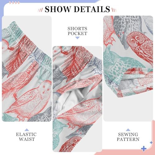 Colorful Owl Boys Long Pants Soft Trousers Elastic Waist Kids Lounge Bottoms with Pockets S-XL4