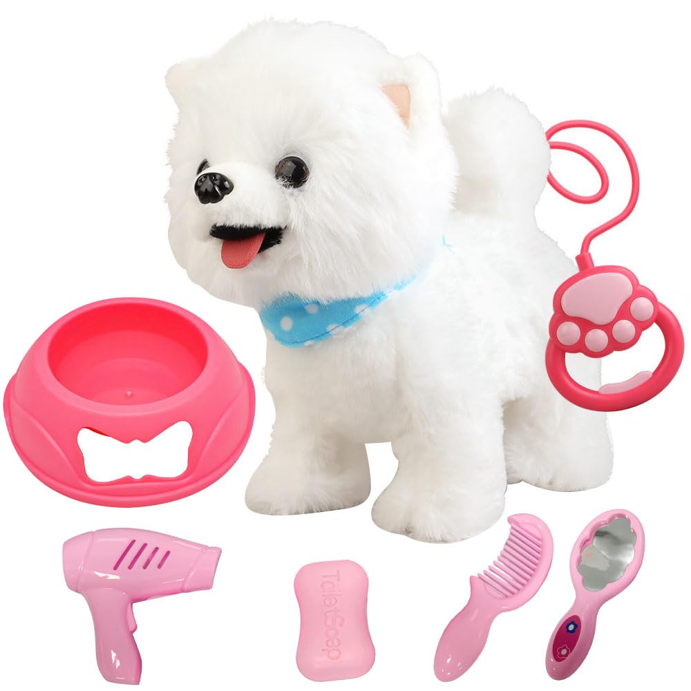 Samoyed Walking Dog Toys for Kids, Licking Tongue Wagging Tail Musical