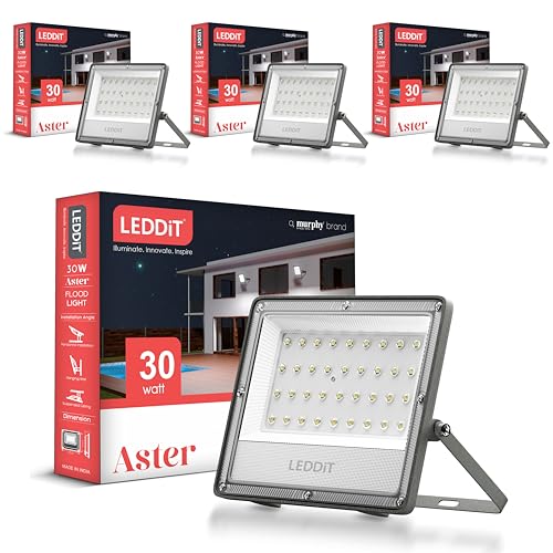 Image of Aster 30W LED Flood Light | IP66 Waterproof Outdoor Flood Light | High Brightness Security Light | Heavy Duty Aluminium Body | Cool White | 2 Year Warranty | Pack of 4