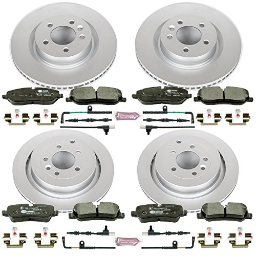 Image of Power Stop ESK4059 Front & Rear Euro-Stop Brake Kit L& Rover and 1 Front & 1 Rear Sensor Wires For Land Rover LR3 2005-2009 [Model Specific]