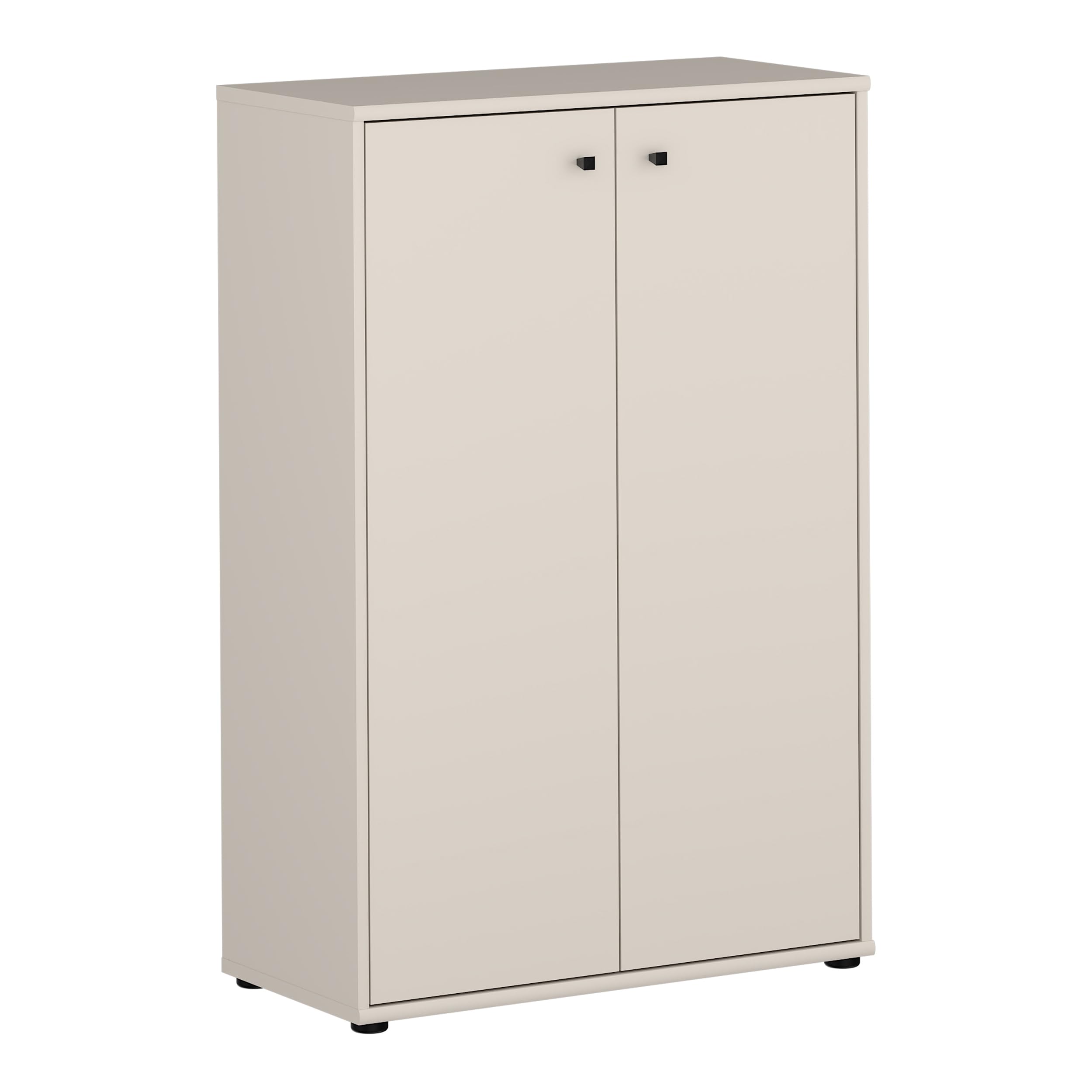 Forte TEMPRA 2 Kommode 70 80, Moderne Kommode 2-türig, Schlafzimmer, Wohnzimmer, Holzwerkstoff, Büro, Kaschmir|Beige, 73,7 cm breit x 111,1 cm hoch x 34,8 cm tief