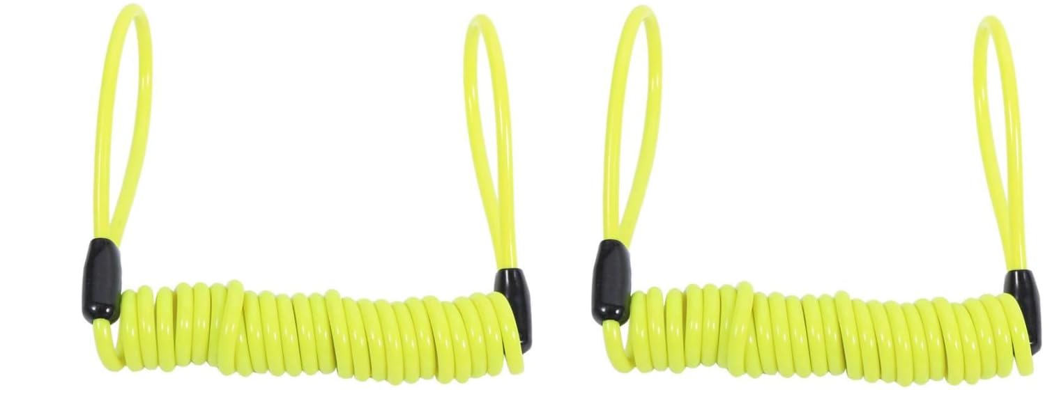 Jowxsx Yellow 2 Pcs Motorcycle Reminder Spring Cable, 1.2M Motorcycle Disc Lock Cable Lock Security Spring Reminder Cable For Scooter Motorcycle Bike, Antitheft On Handlebar Lock Spring Reminder