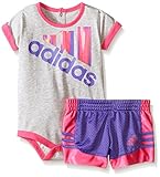 Adidas Baby Girls' Bodysuit and Short Set