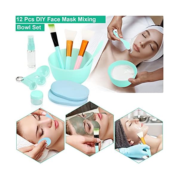 Face-Mask-Mixing-Bowl-Set-ZOEGINVAR-12PCS-Facial-Kit-with-Silicone-Mask-Bowl-Mask-Brush-Face-Spatula-Face-Mask-Kit-Facial-Tools-Face-Mask-Applicator Face Mask Mixing Bowl Set, ZOEGINVAR 12PCS Facial Kit with Silicone Mask Bowl Mask Brush Face Spatula, Face Mask Kit…