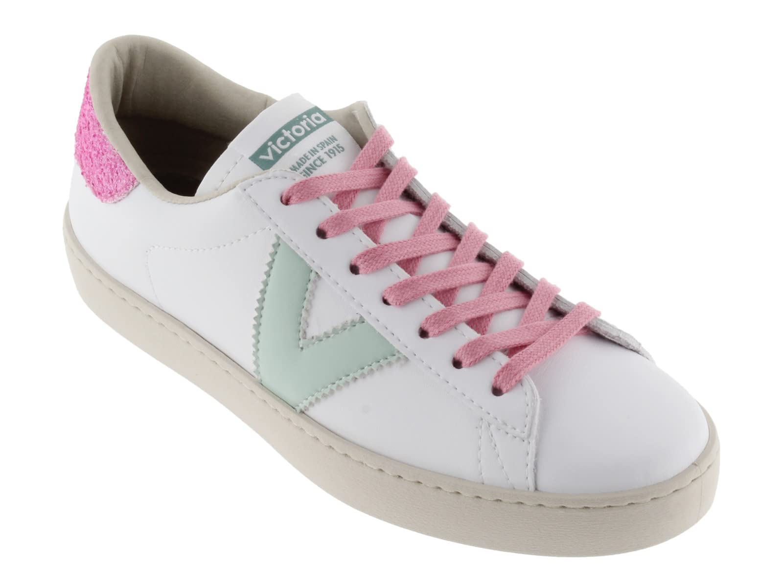 victoria 1126180-WOMEN Sneaker Berlin Effetto Pelle & Dettagli Fluoro & Tallone di Glitter a Collo Basso Donna