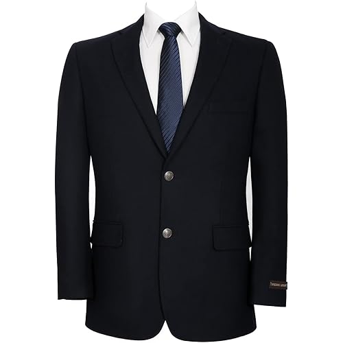 AMY ZHU Men's Wool Blend Blazer Sport Coat with Pockets Classic Fit Two Button Jacket for Business and Daily Wear
