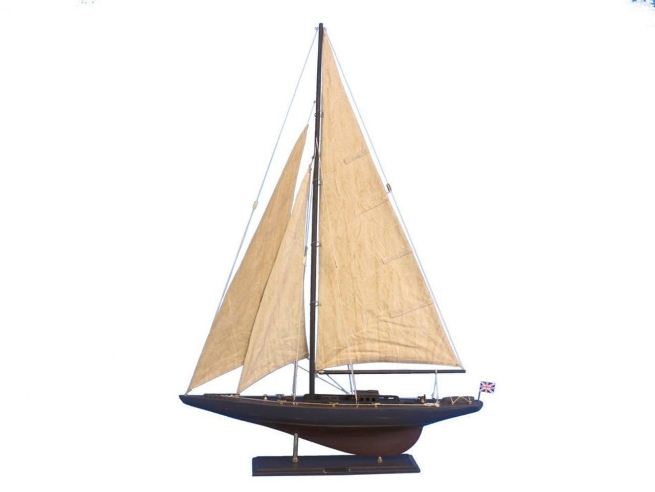 Hampton Nautical Rustic Wooden Model Sailing Yacht Endeavour, 35