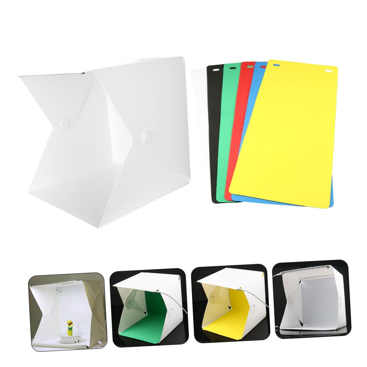 Mini Boîte Photo Pliable Abs Blanche à LED Double, 6 Couleurs