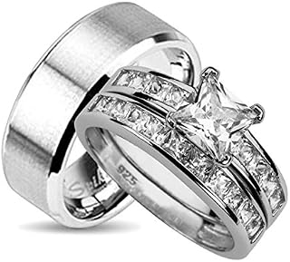 His and Her Wedding Ring Sets Matching Bands for Him and Her (8/9)