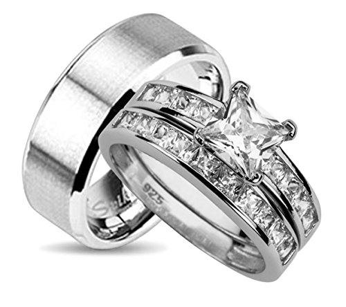 His and Her Wedding Ring Sets Matching Bands for Him and Her (8/9)