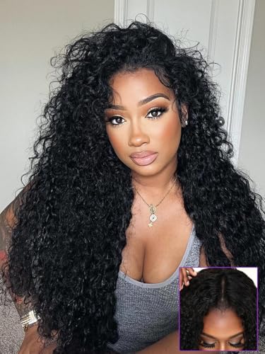 Tmbitto V Part Curly Wig Human Hair No Leave Out No Glue NO Sew In Blends Seamlessly with Kinky Curly Wig 180% Density Upgrade U Part Wig Beginner Friendly Natural Color 20 Inch