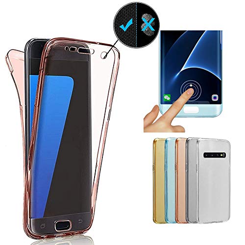 Miagon Slim Front and Back Soft Skin Full Body 360 Degree Slim Rose Gold Transparent Clear Full Protection Silicone Cover for iPhone 11 6.1
