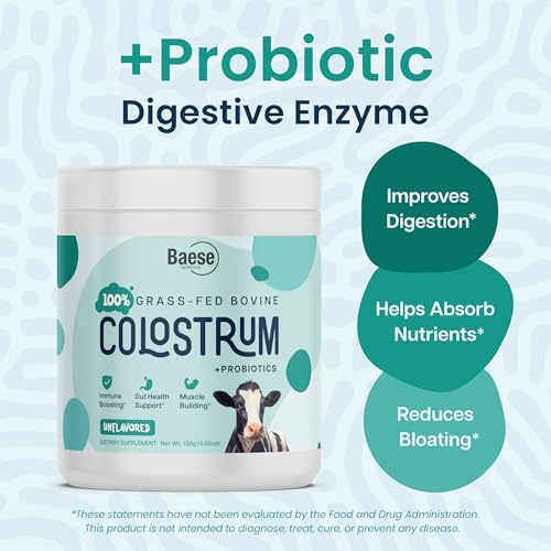 Image of 4000mg 800 IgG Grass Fed with Probiotics Bovine Colostrum Powder Supplement for Kids & Adults with Immunoglobulins (132 Grams, Unflavored)