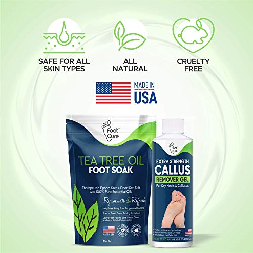 2 in 1 Foot Care Treatment Kit, Made in USA, Includes Callus Remover Gel & Tea Tree Oil Foot Soak, For a Smoother Feet, Get Rid of Bad Odor, Fungi and Athletes Foot