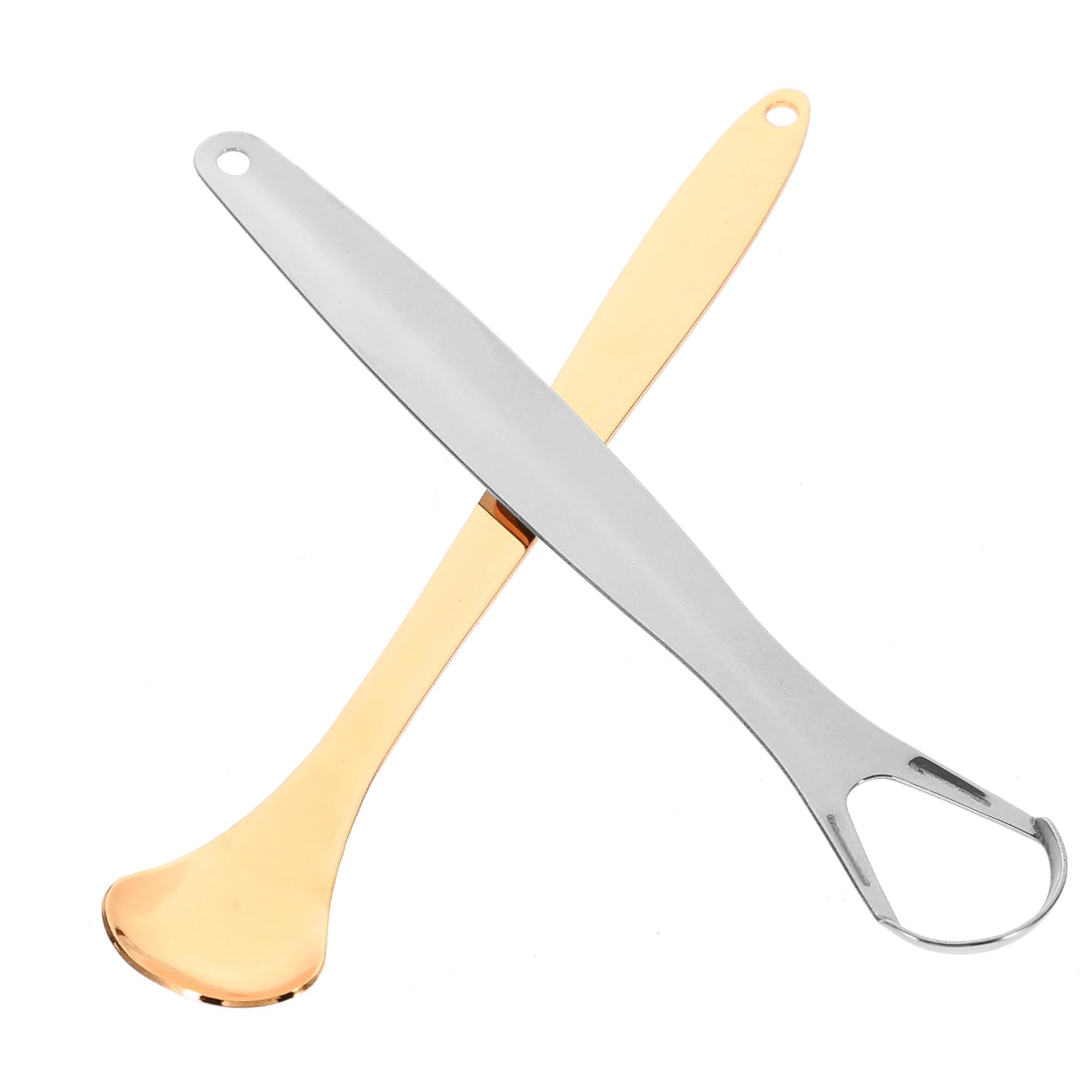 FOMIYES 2Pcs Tongue Scraping Tools for Oral Bad Breath Remover Portable and Reusable Cleaners for Home and Travel Use Golden