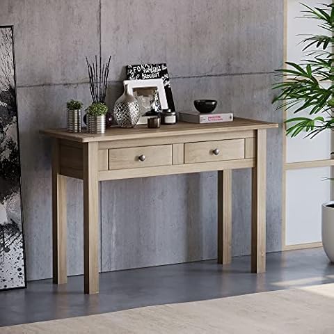 Mesa Consola con 2 cajones, Roble Natural Cover