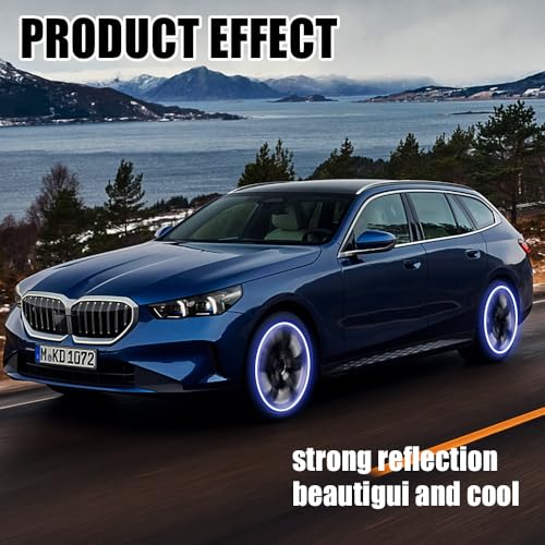 Image of 20PCS Reflective Car Wheel Decorative Stripe Stickers, Car Wheel Decals, Night Safety Warning Car Stickers, Anti-Scratch Reflective Rim Stickers Universal for Cars Motorcycles (Blue)