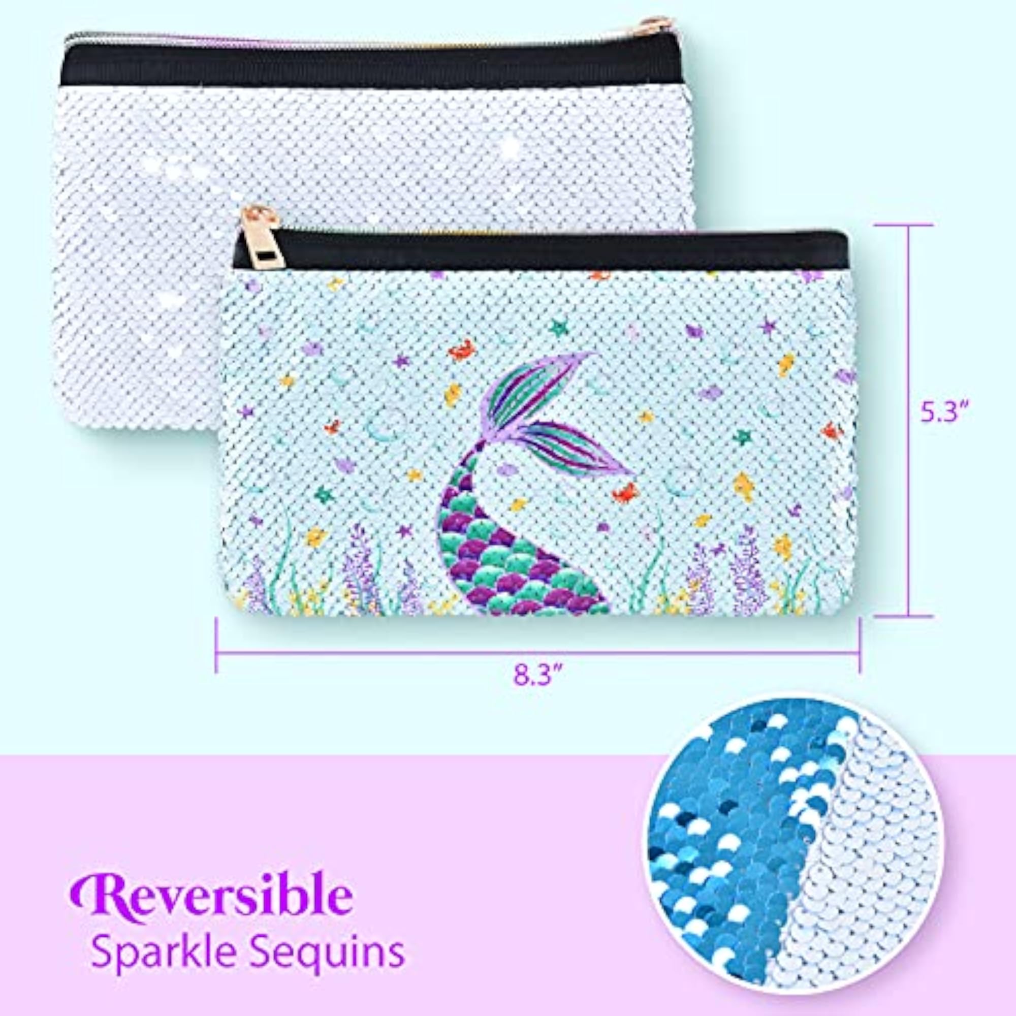 Mermaid Cosmetic Bag, Glitter Sequin Makeup Organizer