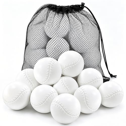 Ynanimery 12 Pack Plastic Toddler Baseballs Replacement T-Ball Set Baseball Hitting Practice & Training Sports Party Gifts - Perfect Plastic Baseballs for Tee-Ball Practice