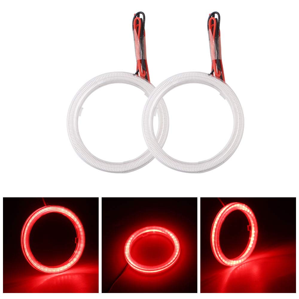 Qasim 1 pair of LED COB Angel Eyes 70MM 2.76'' Red Halo Rings with Plastic Shell 60SMD for Car Motor DRL Headlight Fog Light DC 12V