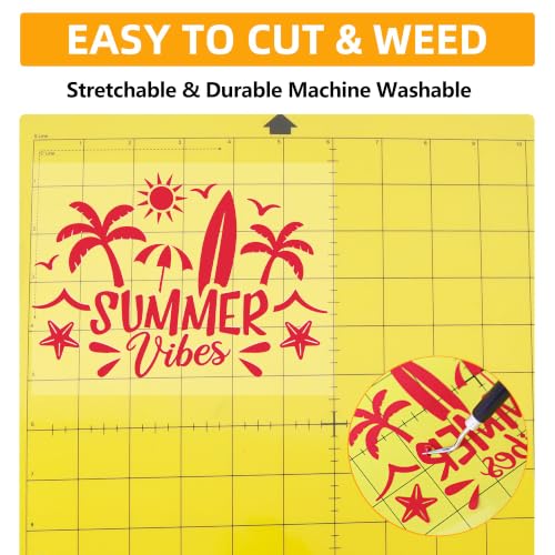 Image of FUNKAKA Heat Transfer Vinyl Rolls, 12 inch x 65ft Red Iron on Vinyl for Shirt | Glossy HTV Vinyl for All Cutter Machines - Easy to Cut & Weed for Heat Transfer Design