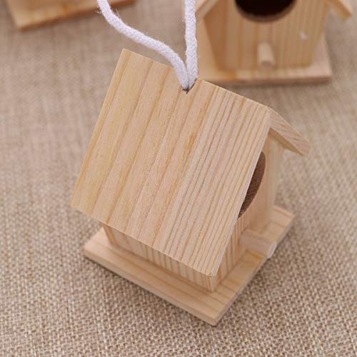 Aestm Deko Vogelhaus Holz Nistkasten Deko Anhänger, Holz Vogelhaus zum Aufhängen und Bemalen Vogelhäuschen Nisthöhle Hängedeko Gartendeko Nistkasten für Kinder 4 Stück