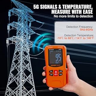 3-in-1 EMF Meter, 5Hz-6GHz, Handheld Rechargeable Electromagnetic Field Radiation Detector, Digital LCD EMF Tester for EF MF RF Home Inspections Outdoor Ghost Hunting 5G Cell Tower Temperature