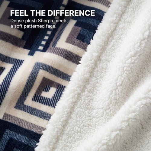 Image of BSB HOME Premium Flannel Fleece Blanket with Sherpa Reverse, 280 GSM Soft Plush Reversible Floral Blanket, Warm Cozy Winter Blanket for Bed, Sofa & Couch, 90 x 100 Inches (228 x 254 cm) - Teal Blue