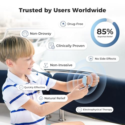 Image of EmeTerm Fashion Relieve Nausea Electrode Stimulator Morning Sickness Motion Travel Sickness Vomit Relief Rechargeable No Gel Drug Free Wrist Bands Without Side Effects