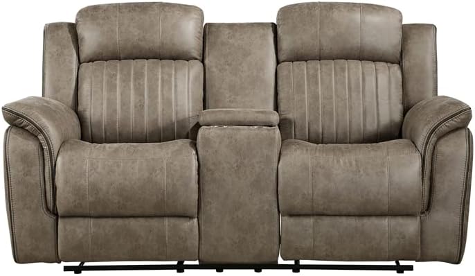 Miniatura 5 de Lexicon Centeroak - Juego de sofá reclinable manual de microfibra de 2 piezas, color marrón arena