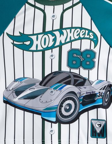 Hot Wheels Little Boys Mesh Baseball Jersey Athletic T-Shirt and Shorts Outfit Set Tropical Teal Green 5 - image 3