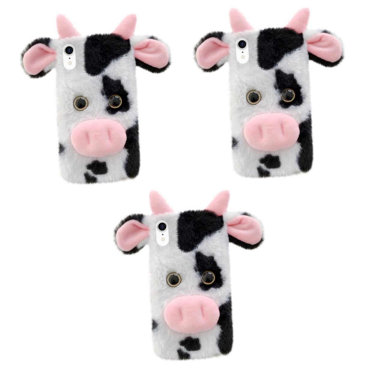 jojofuny 3piezas Funda De Teléfono De Vaca De Peluche para Suave y Duradera Protección contra Golpes y Arañazos Diseño Antideslizante Acceso Fácil Puertos y Botones
